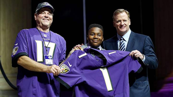 TJ Onwuanibe's dream comes true as he announces the Ravens' first pick at NFL draft TJ Onwuanibe's dream comes true as he announces the Ravens' first pick at NFL draft