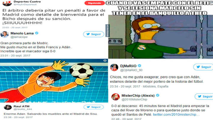 Los mejores tweets de la victoria del Betis ante el Madrid en el Bernabéu (0-1)