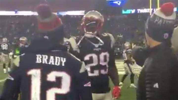Isaiah Thomas was on the field helping LeGarrette Blount get fired up for tonight’s game