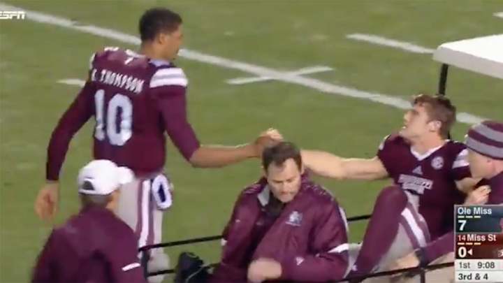 Mississippi State QB Nick Fitzgerald Carted Off Field in Egg Bowl Mississippi State QB Nick Fitzgerald Carted Off Field in Egg Bowl