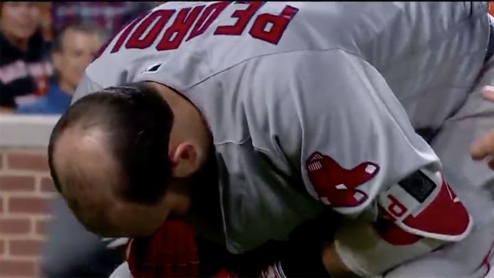 Dustin Pedroia Leaves Games After Fouling Ball Off His Face