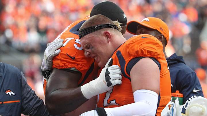 Watch: Garett Bolles Back at Broncos' Practice After Being Carted Off on Sunday