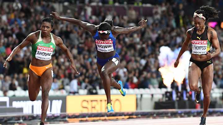 Watch: Tori Bowie Wins 100-Meter Gold At World Championships With Perfect Lean At Finish Watch: Tori Bowie Wins 100-Meter Gold At World Championships With Perfect Lean At Finish