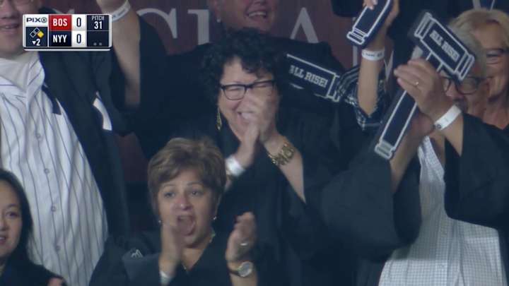 Supreme Court Judge Sonia Sotomayor is in the Judge's Chambers at Yankee Stadium Supreme Court Judge Sonia Sotomayor is in the Judge's Chambers at Yankee Stadium