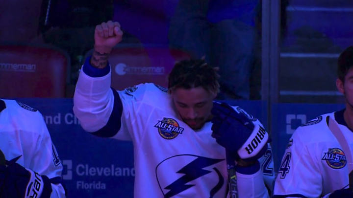 Lightning RW J.T. Brown Raises Fist During National Anthem