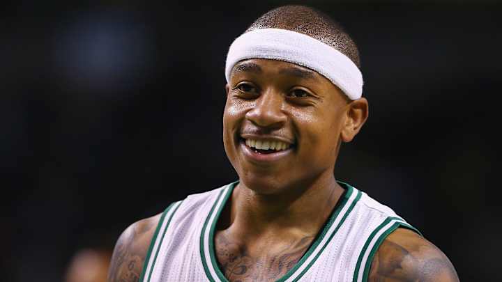 Celtics star Isaiah Thomas surprised a kid shooting hoops by himself Celtics star Isaiah Thomas surprised a kid shooting hoops by himself