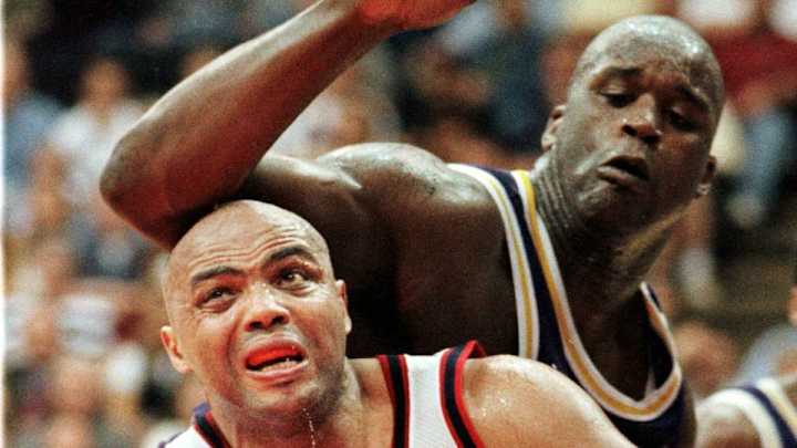 Watch: Shaq and Charles Barkley wrestle behind-the-scenes Watch: Shaq and Charles Barkley wrestle behind-the-scenes