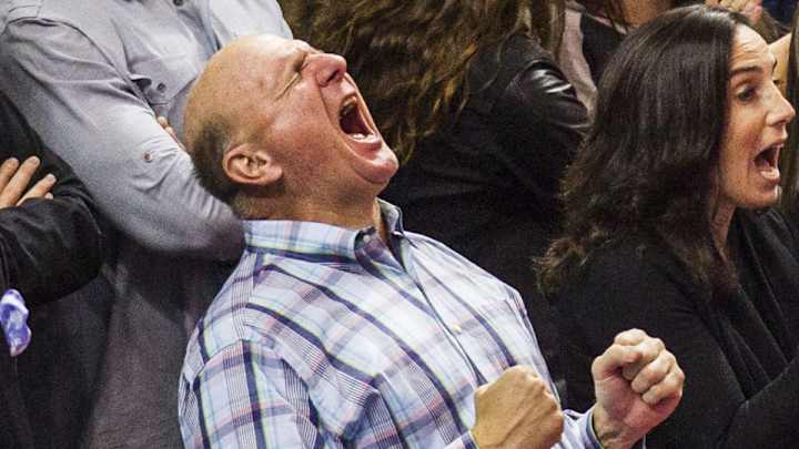 Watch: Clippers owner Steve Ballmer lands trampoline dunk