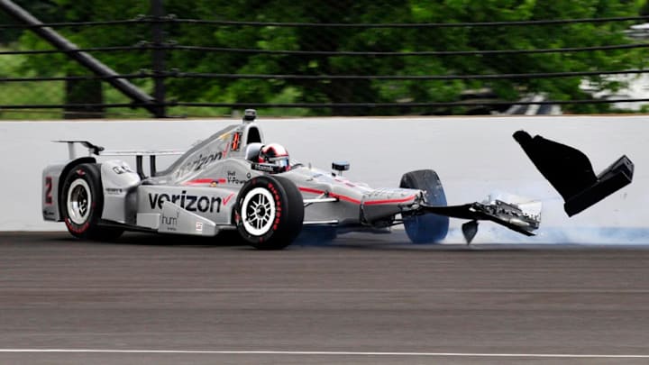 Juan Pablo Montoya crashes on 64th lap at Indy 500 Juan Pablo Montoya crashes on 64th lap at Indy 500