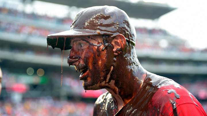 The Nationals are done celebrating with chocolate syrup