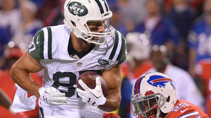 Jets' Decker practices on limited basis, Marshall sits again