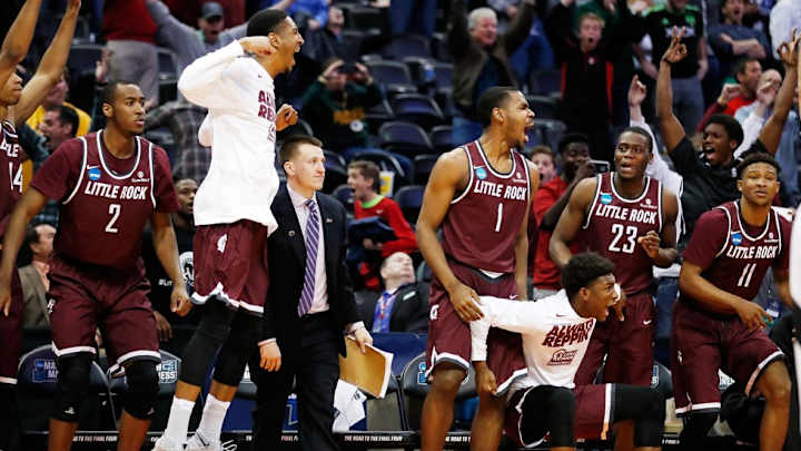 Watch: Little Rock celebrates in locker room after upsetting Purdue