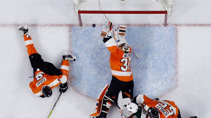 Watch: Flyers’ Neuvirth, MacDonald make clutch stick saves vs. Wild
