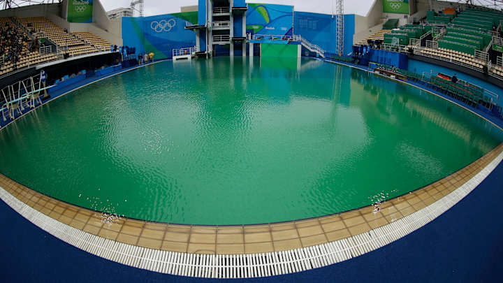 Column: Not easy going green at the Olympic diving pool