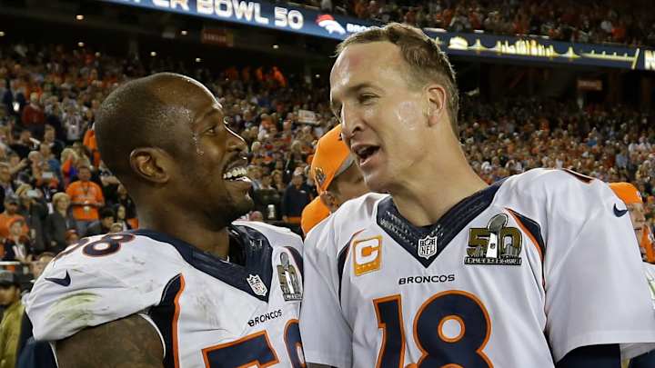 Broncos revel in parade amid questions about Manning, Miller