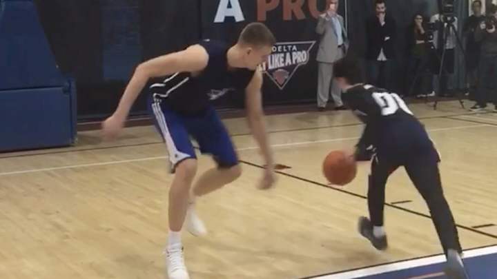 Watch: Kid crosses up Kristaps Porzingis, scores, dabs Watch: Kid crosses up Kristaps Porzingis, scores, dabs