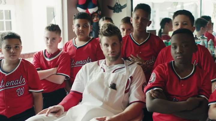 Watch: Bryce Harper gives haircuts to the Little Nationals Watch: Bryce Harper gives haircuts to the Little Nationals