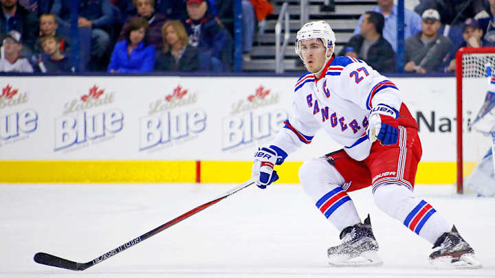 Rangers’ Ryan McDonagh (hand) practices Monday