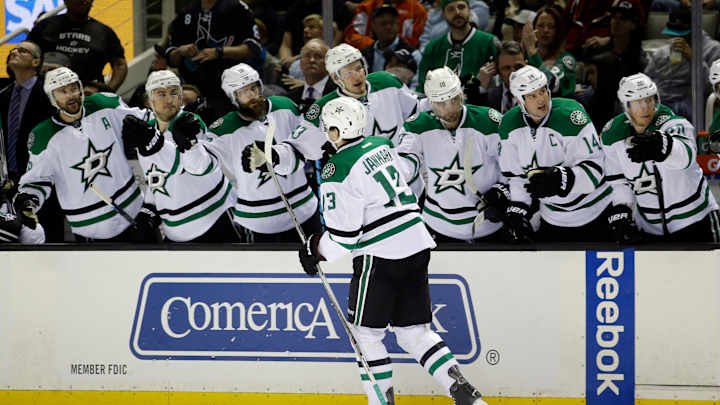 Mattias Janmark scored twice to lead Stars past Sharks 4-2
