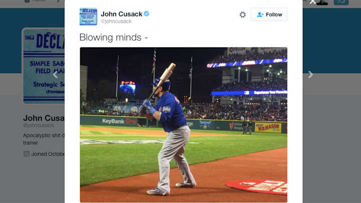It looks like John Cusack is live tweeting World Series Game 2 It looks like John Cusack is live tweeting World Series Game 2