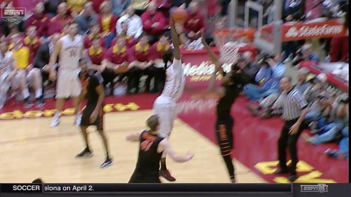 Watch: Oklahoma State player blocks dunk with head inside basket Watch: Oklahoma State player blocks dunk with head inside basket