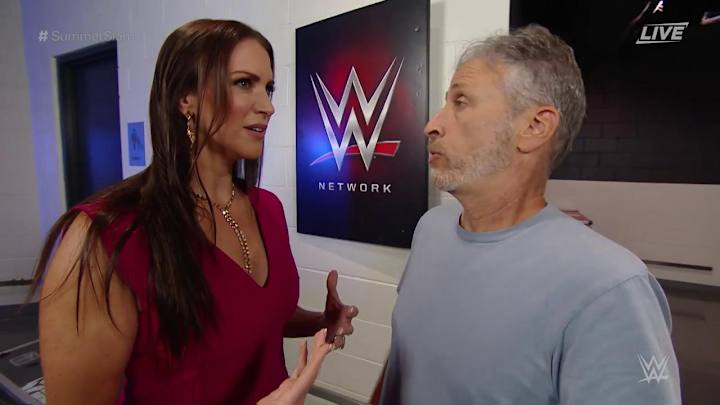 Watch: Jon Stewart makes his WWE return at SummerSlam
