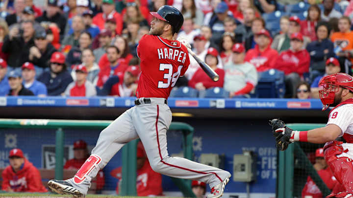 Watch: Bryce Harper home run lands in bathroom