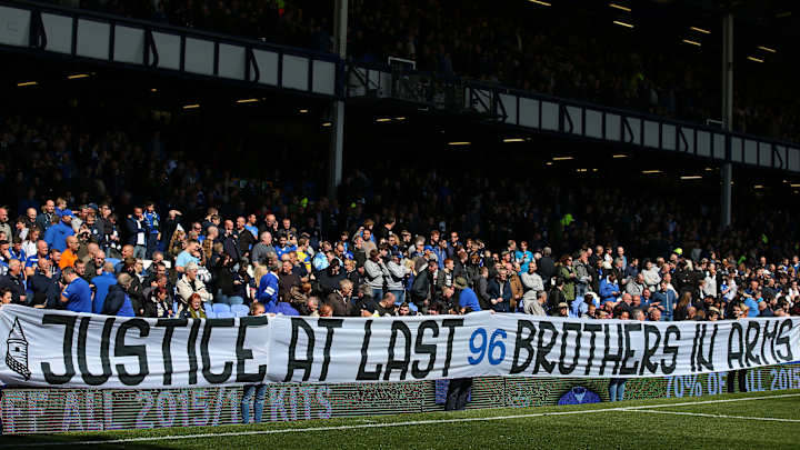 Everton fans pay tribute to Hillsborough victims Everton fans pay tribute to Hillsborough victims