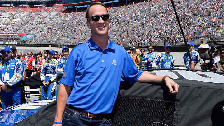 Peyton Manning attends NASCAR race at Bristol