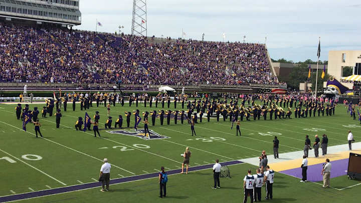 East Carolina University band members booed after kneeling during anthem