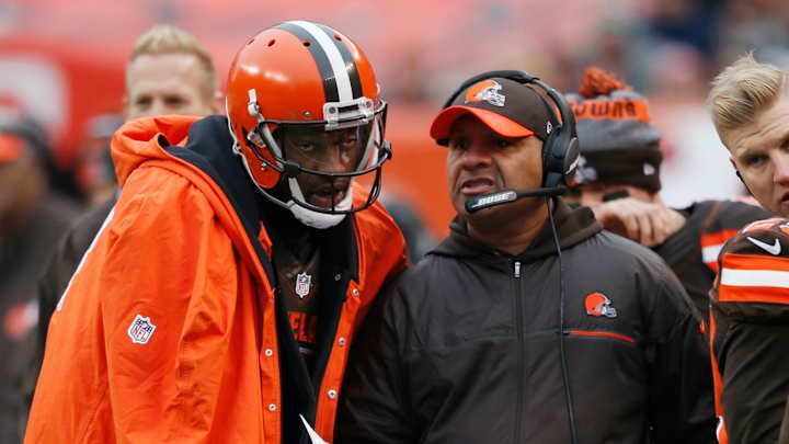 WATCH: Browns present emotional Hue Jackson with game ball after first win