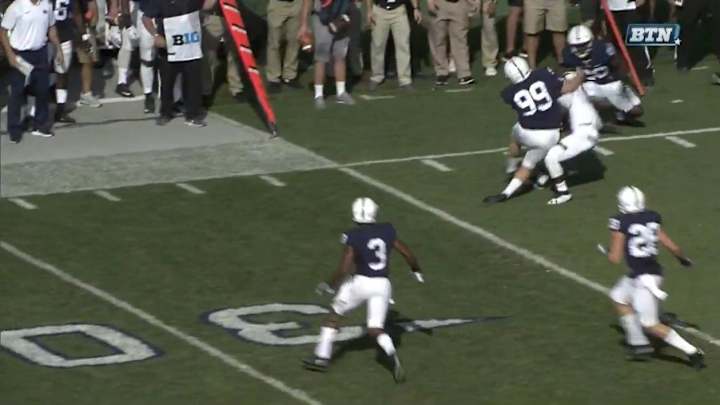 Penn State’s 259-pound kicker destroys returner, sends him flying backward Penn State’s 259-pound kicker destroys returner, sends him flying backward