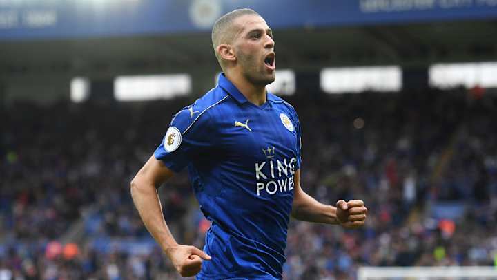 Slimani scores two for Leicester City in Premier League debut