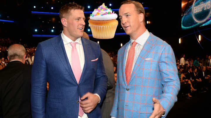 Peyton Manning is making cupcakes for J.J. Watt with his newfound free time Peyton Manning is making cupcakes for J.J. Watt with his newfound free time