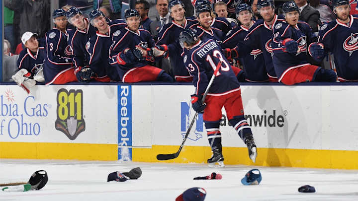 Blue Jackets’ Cam Atkinson met the dog his goal earned a young fan