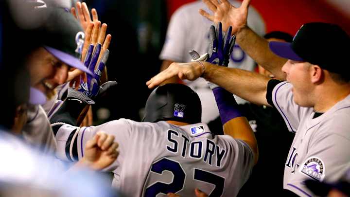 Rockies' Story sets MLB record with 2 homers