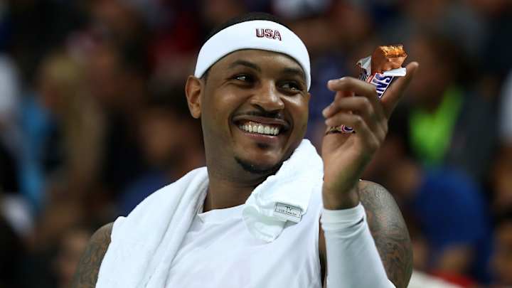 Carmelo Anthony made a late-night snack run in a monogrammed robe