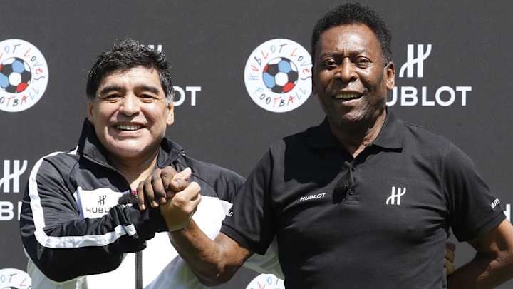 Soccer icons Pele, Maradona reunited ahead of Euro 2016