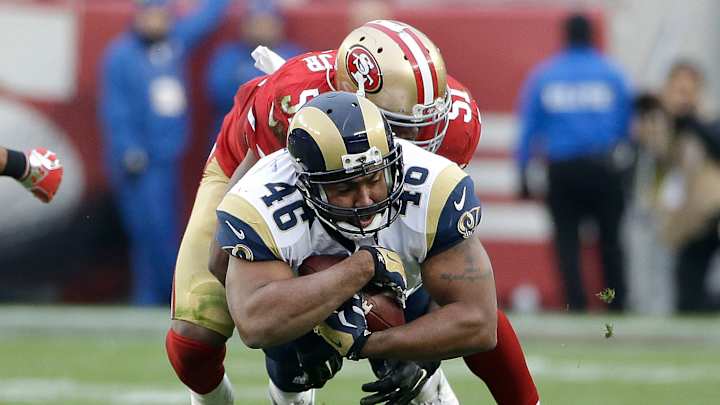 Rams TE Cory Harkey wins truck in Lakers halftime contest