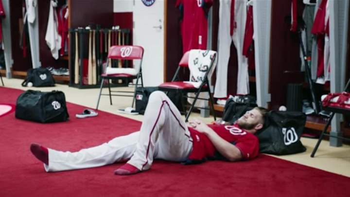 Watch: Bryce Harper gets paid to sleep
