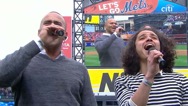 Watch: Hamilton cast members sing national anthem at Mets home opener
