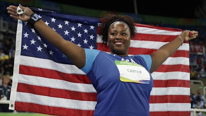 Carter's last throw nets 1st US Olympic gold in women's shot