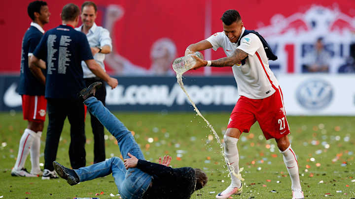 Red Bull Leipzig manager injures hamstring celebrating promotion Red Bull Leipzig manager injures hamstring celebrating promotion