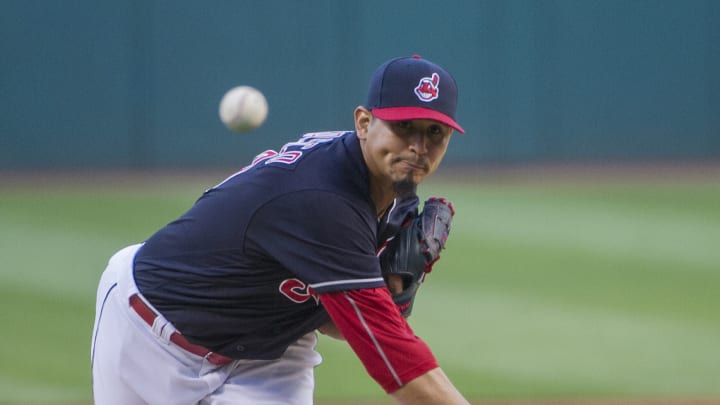 Indians RHP Carrasco hit on hand by line drive, leaves game
