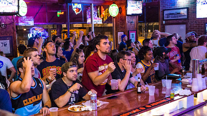 Cavs fans can use a combined beer holder/virtual reality headset