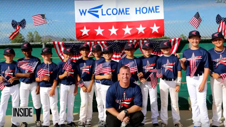 Marine pretends to be an umpire, surprises his son at baseball game