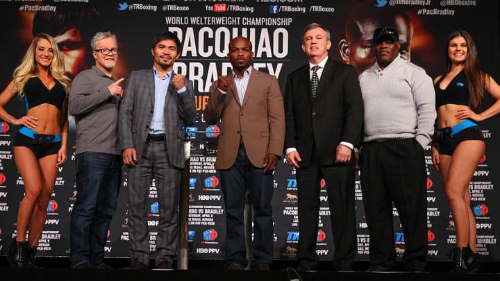 Manny Pacquiao and Tim Bradley face off in anticipation of their April 9 bout