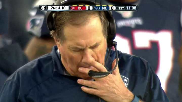 Watch: Bill Belichick is caught picking his nose