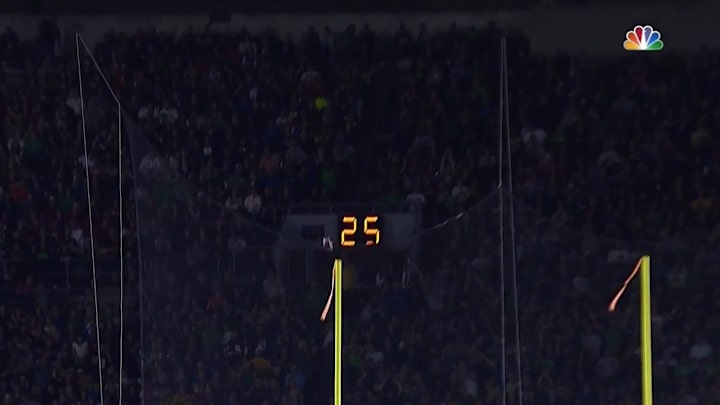 A Stanford field goal attempt bounced right off the top of the upright