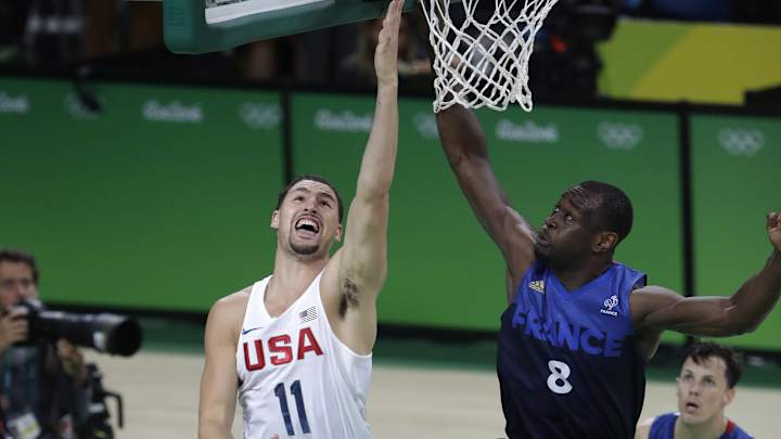 US men's basketball edges France 100-97; Thompson scores 30